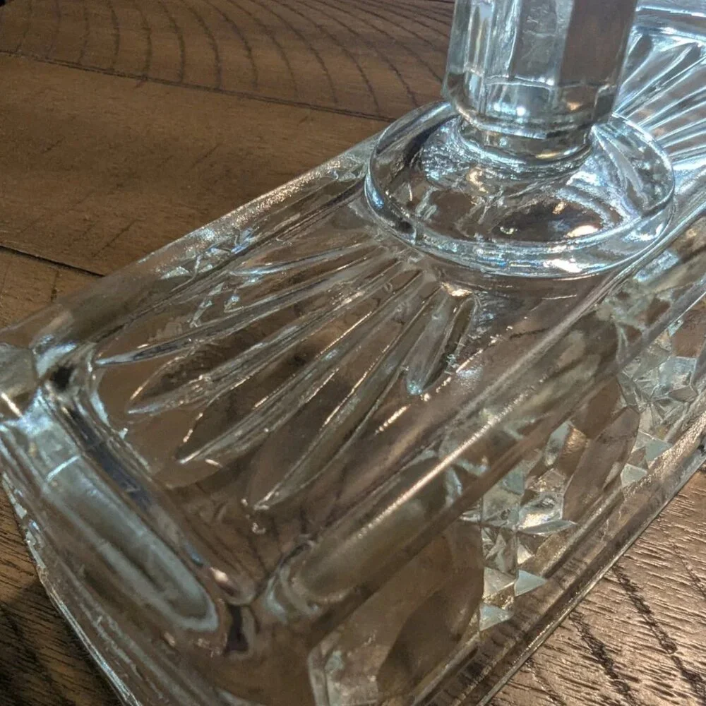 Vintage Federal Glass Windsor Butter Dish Clear Pressed Glass Mid Century - Picture 4 of 7